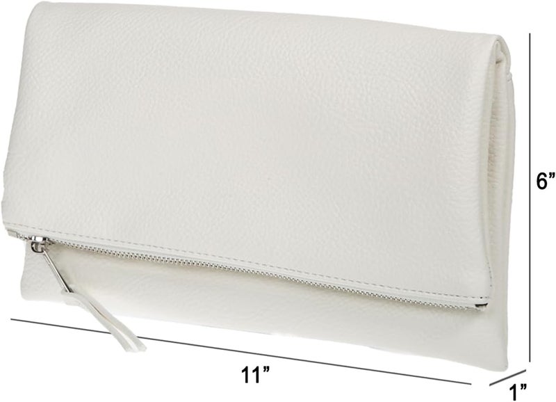 JNB Women's Faux Leather Zipper Foldover Clutch Purse with Tassel - Image 3